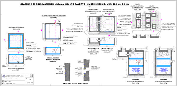 La stazione di sollevamento del sistema scatolari prefabbricati giunto saldato.